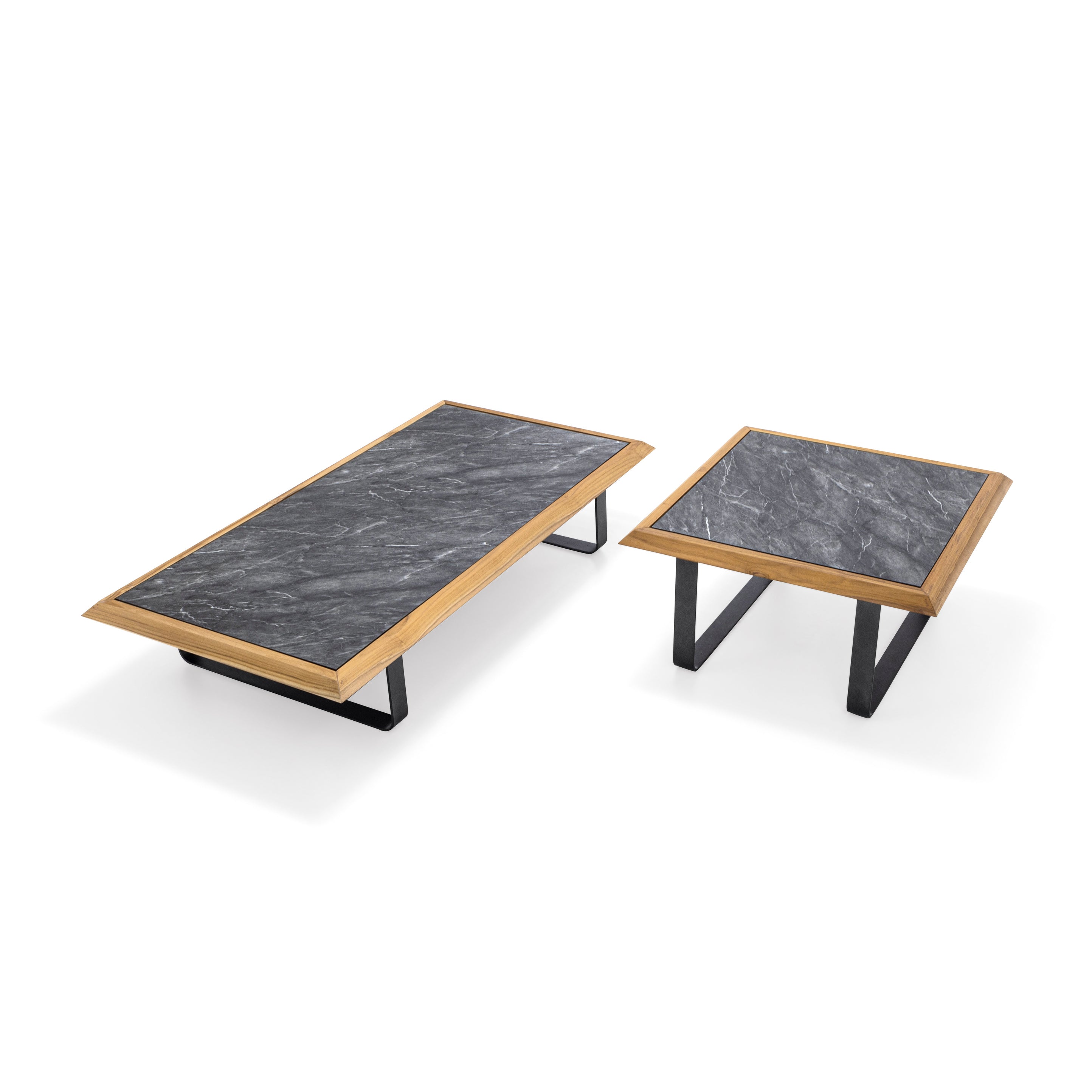 ITA Outdoor End Table in Chocolate and White Carrara Laminate