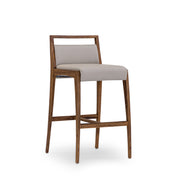 SOTTO Bar Stool in Walnut and Beige Leather