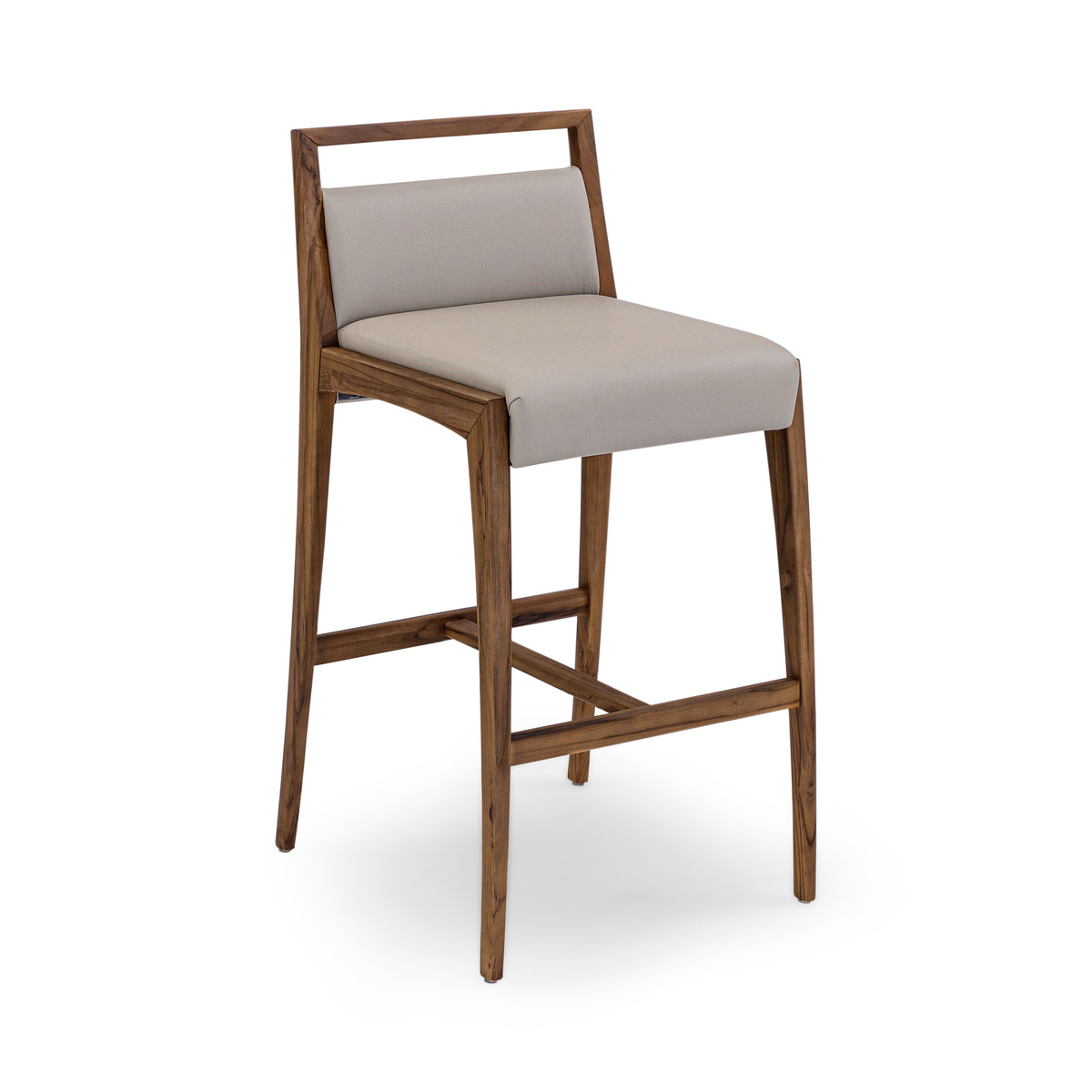SOTTO Bar Stool in Walnut and Beige Leather