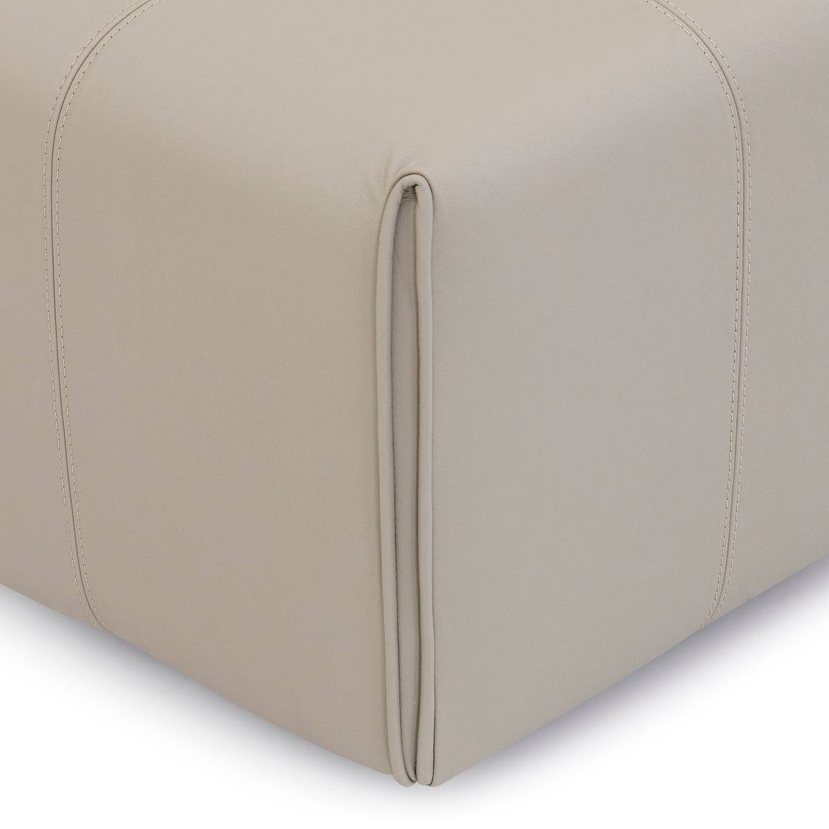 NEW Ottoman in Beige Leather 43"