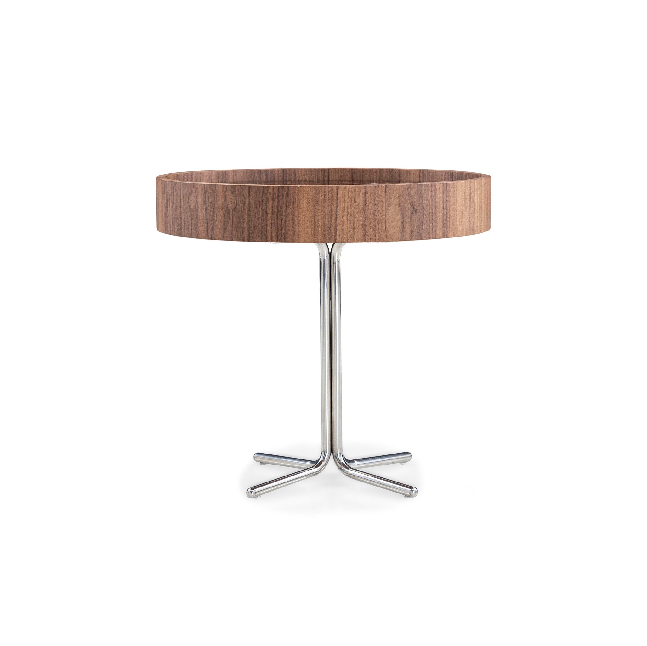 REGIA Coffee Table in Walnut and Imperial Brown Glass 20"
