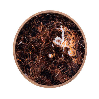 REGIA Coffee Table in Walnut and Imperial Brown Glass 20"