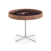 REGIA Coffee Table in Walnut and Imperial Brown Glass 26"