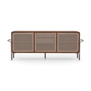 TUPA Sideboard 3 Doors in Walnut, Chocolate Metal and Mixed Light Cane