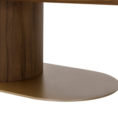 RACO Coffee Table in Walnut, Gold Metal and Walnut Cane
