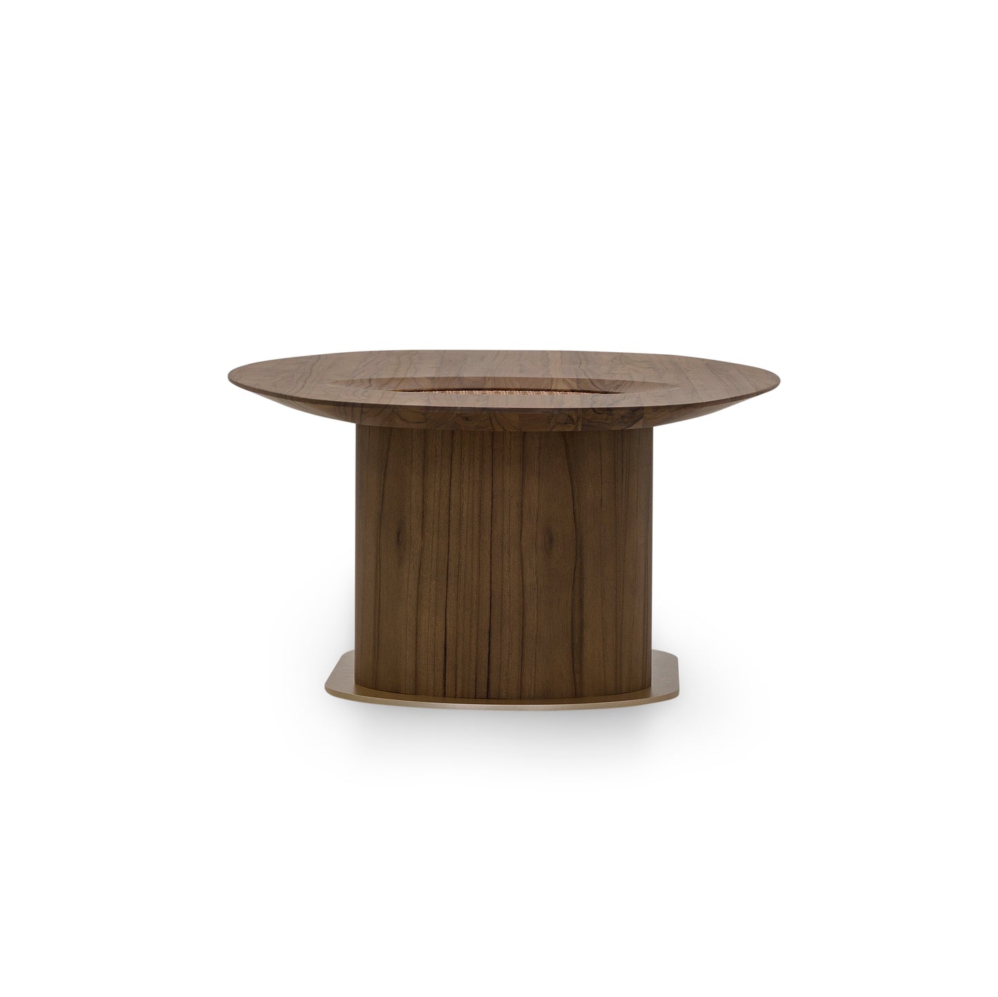 RACO Coffee Table in Walnut, Gold Metal and Walnut Cane