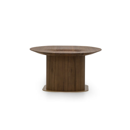RACO Coffee Table in Walnut, Gold Metal and Walnut Cane