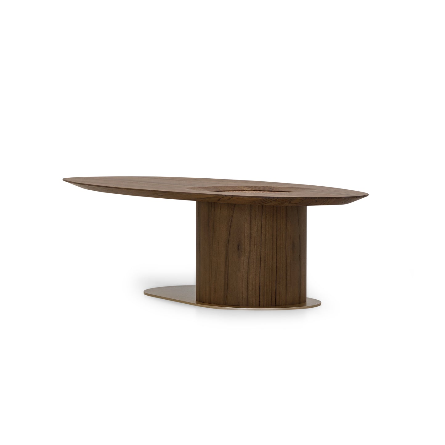 RACO Coffee Table in Walnut, Gold Metal and Walnut Cane