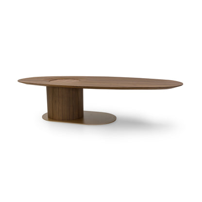 RACO Coffee Table in Walnut, Gold Metal and Walnut Cane