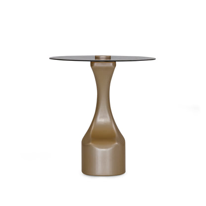 NORONHA Side Table 22" Gold and Ambar Glass