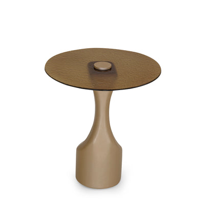NORONHA Side Table 22" Gold and Ambar Glass