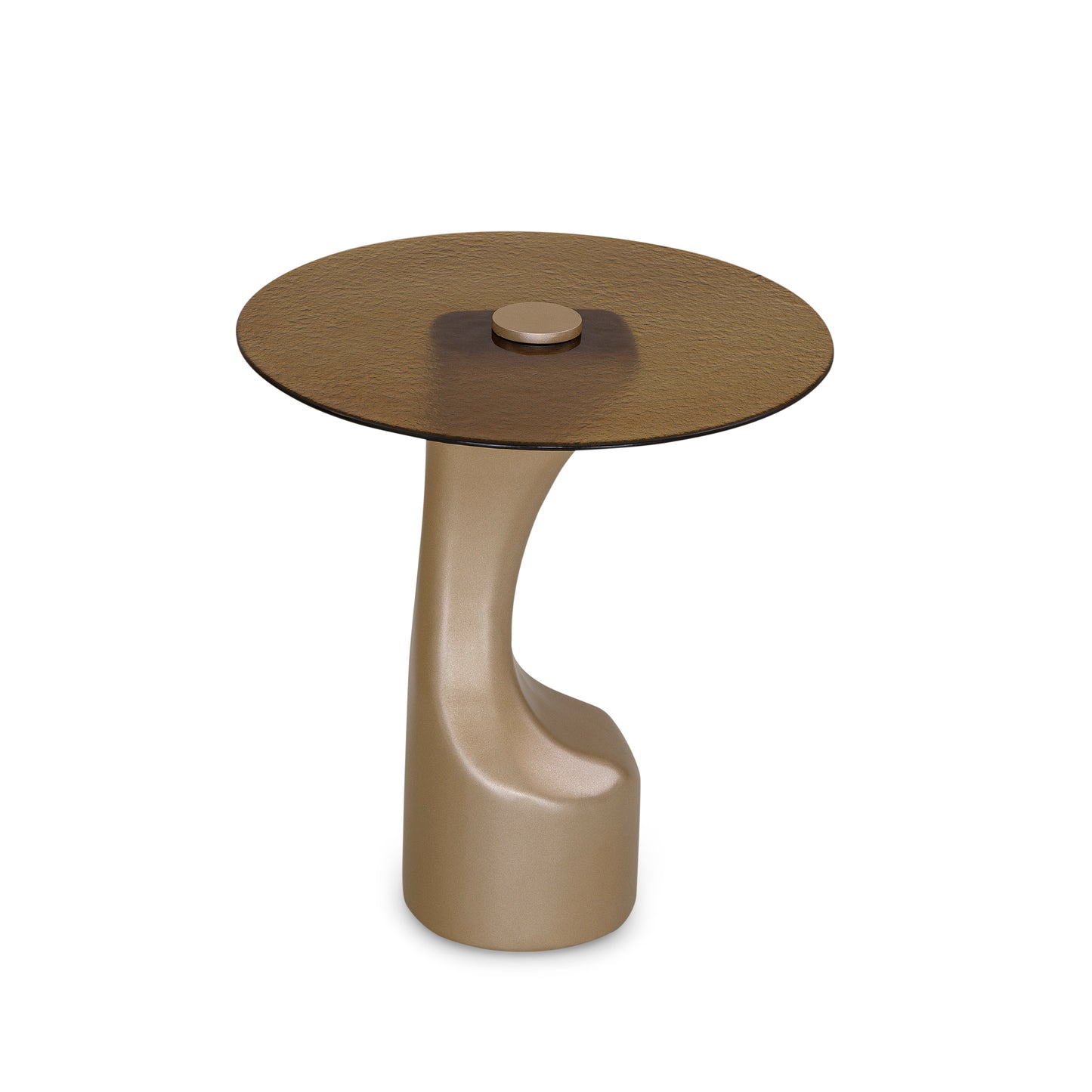 NORONHA Side Table 22" Gold and Ambar Glass