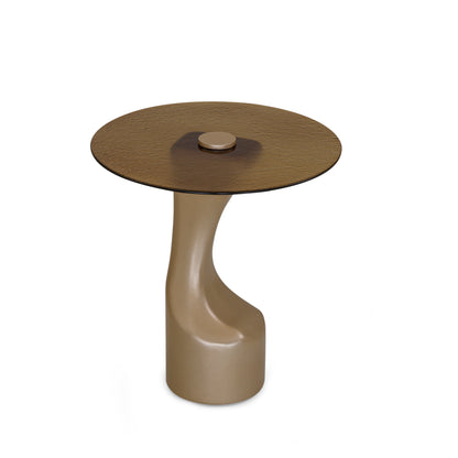 NORONHA Side Table 22" Gold and Ambar Glass