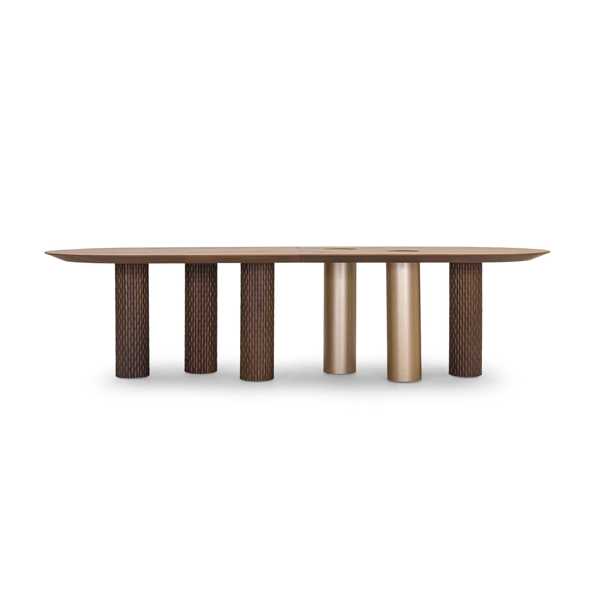 ARA Dining Table 118" in Walnut and Gold