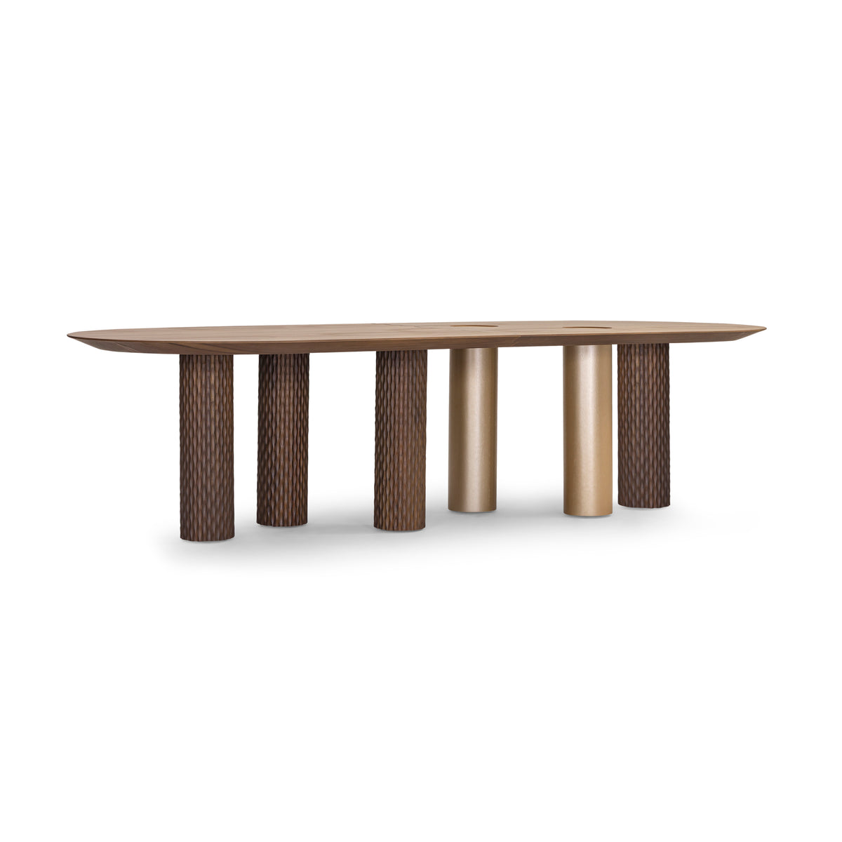ARA Dining Table 118" in Walnut and Gold
