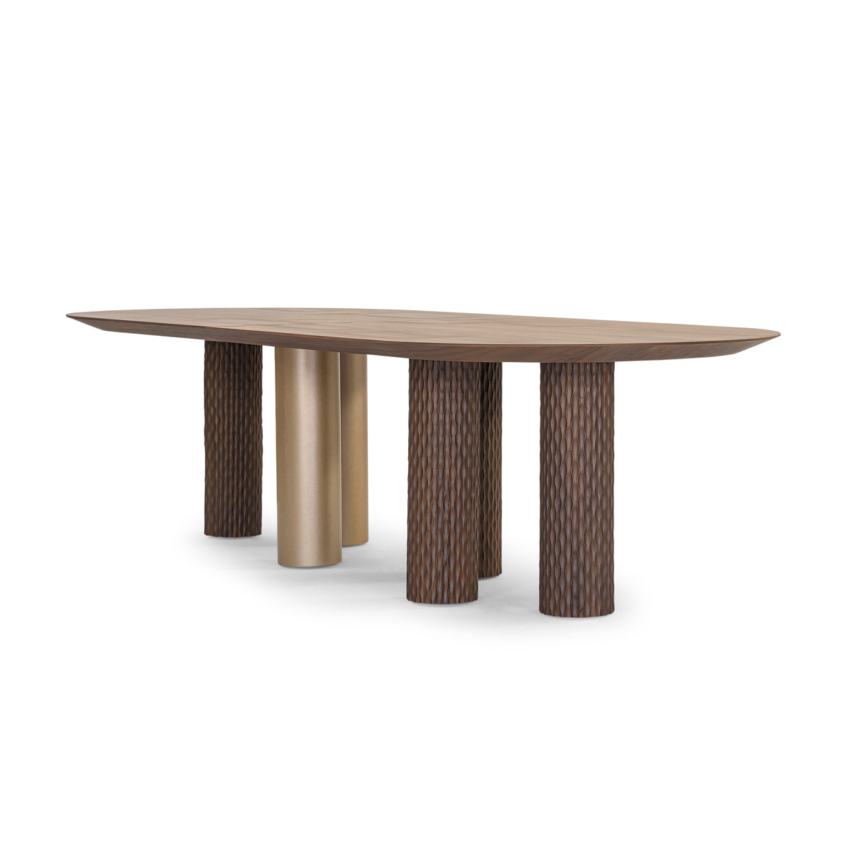 ARA Dining Table 118" in Walnut and Gold