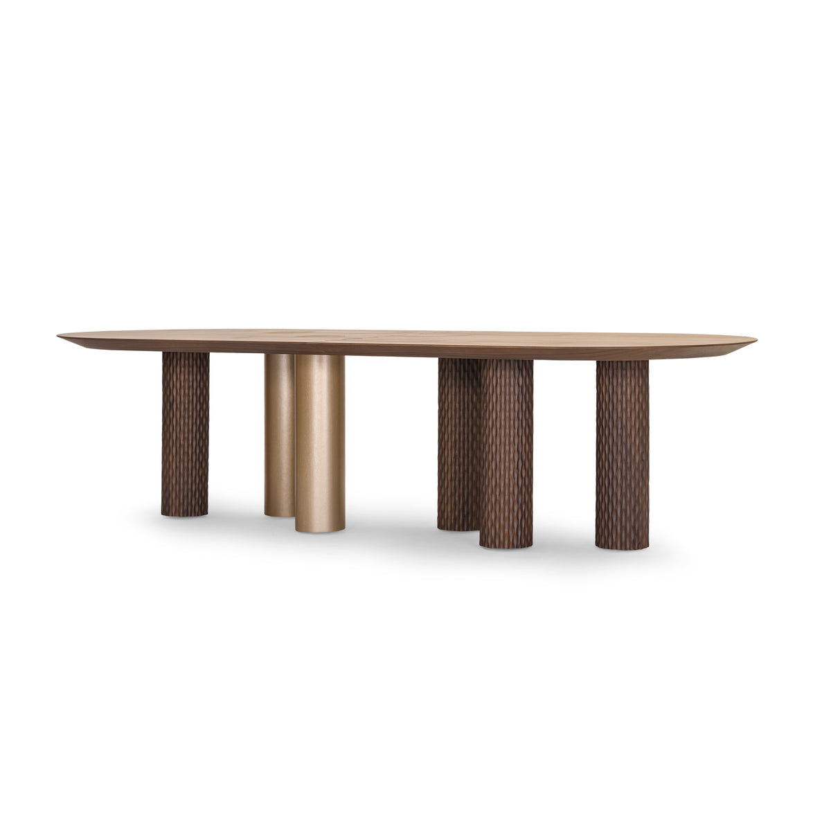 ARA Dining Table 118" in Walnut and Gold
