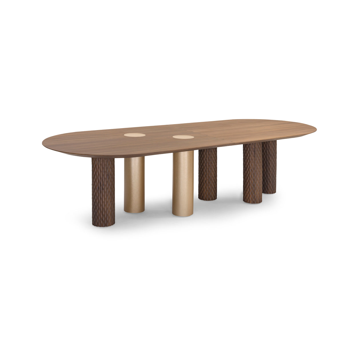 ARA Dining Table 118" in Walnut and Gold