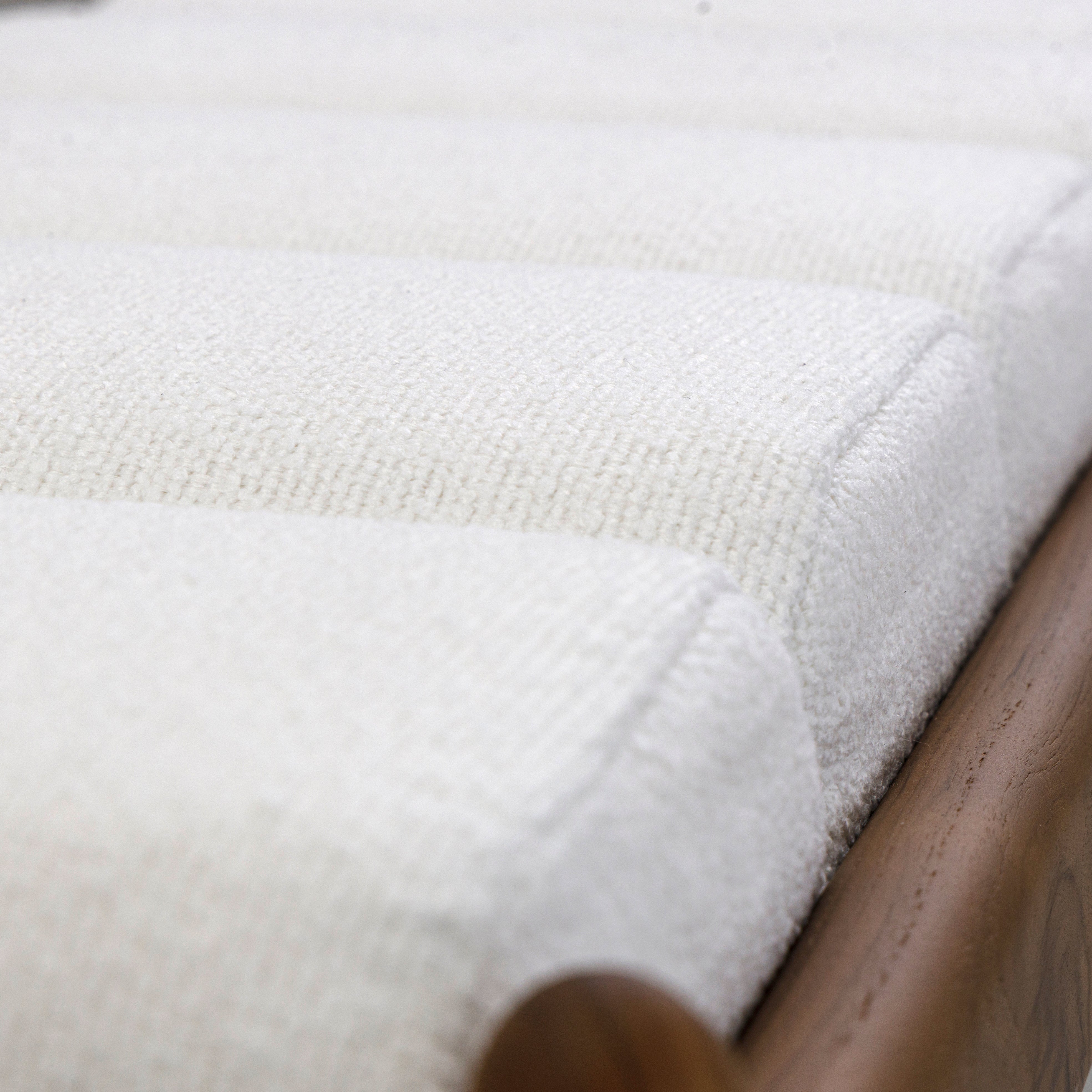 WAVE 2 Seater Bench in Walnut and White Fabric