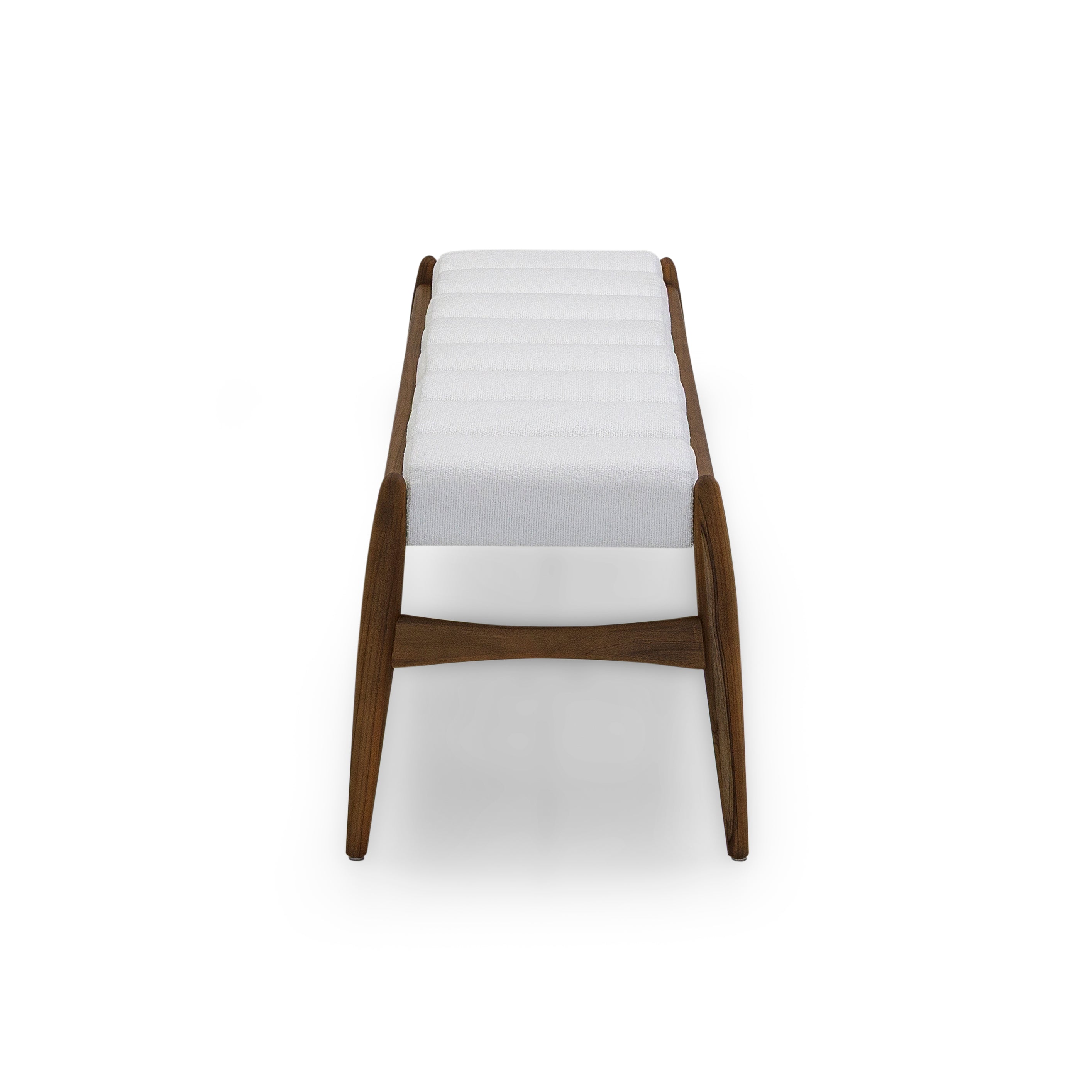 WAVE 2 Seater Bench in Walnut and White Fabric