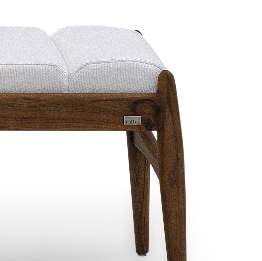 WAVE 2 Seater Bench in Walnut and White Fabric