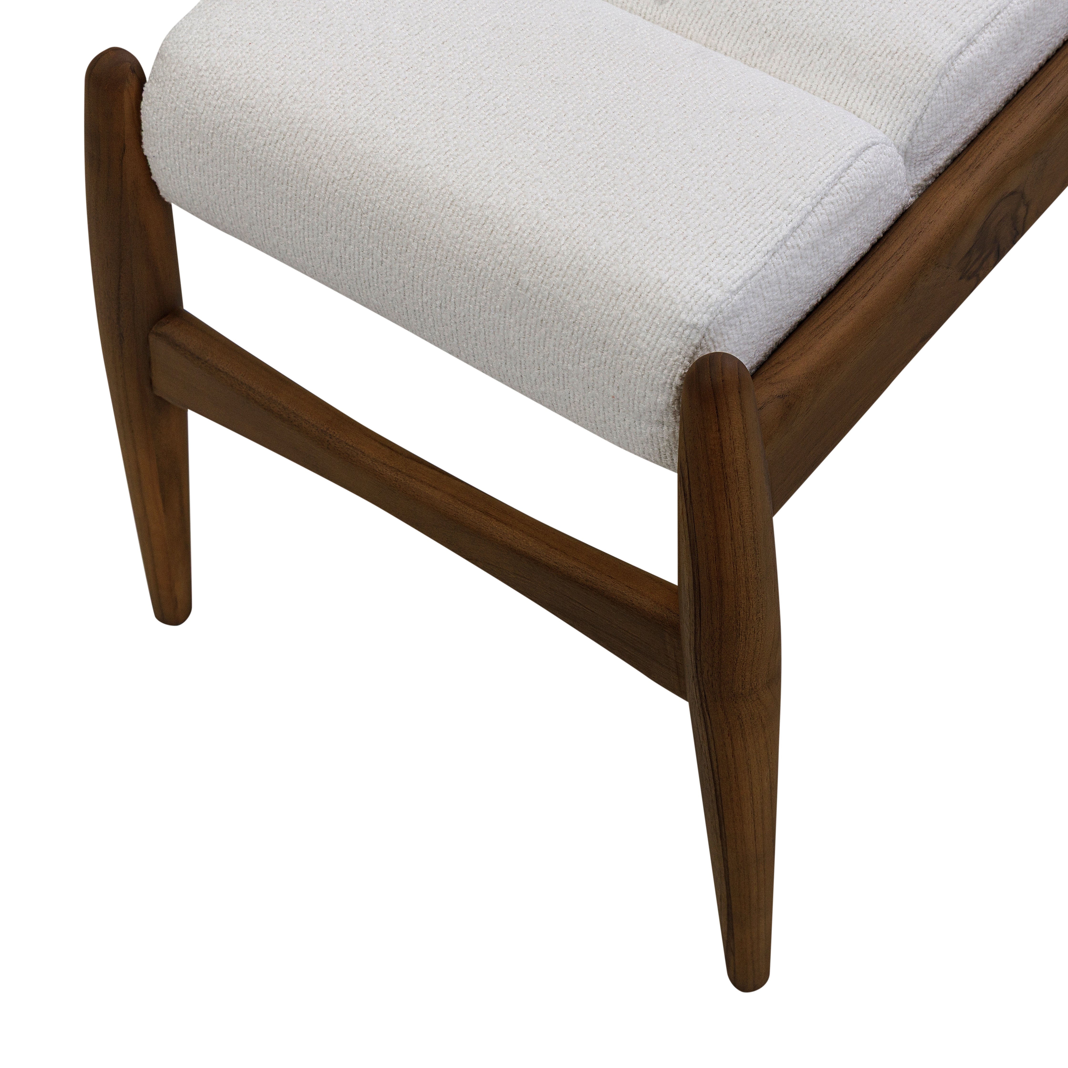 WAVE 2 Seater Bench in Walnut and White Fabric