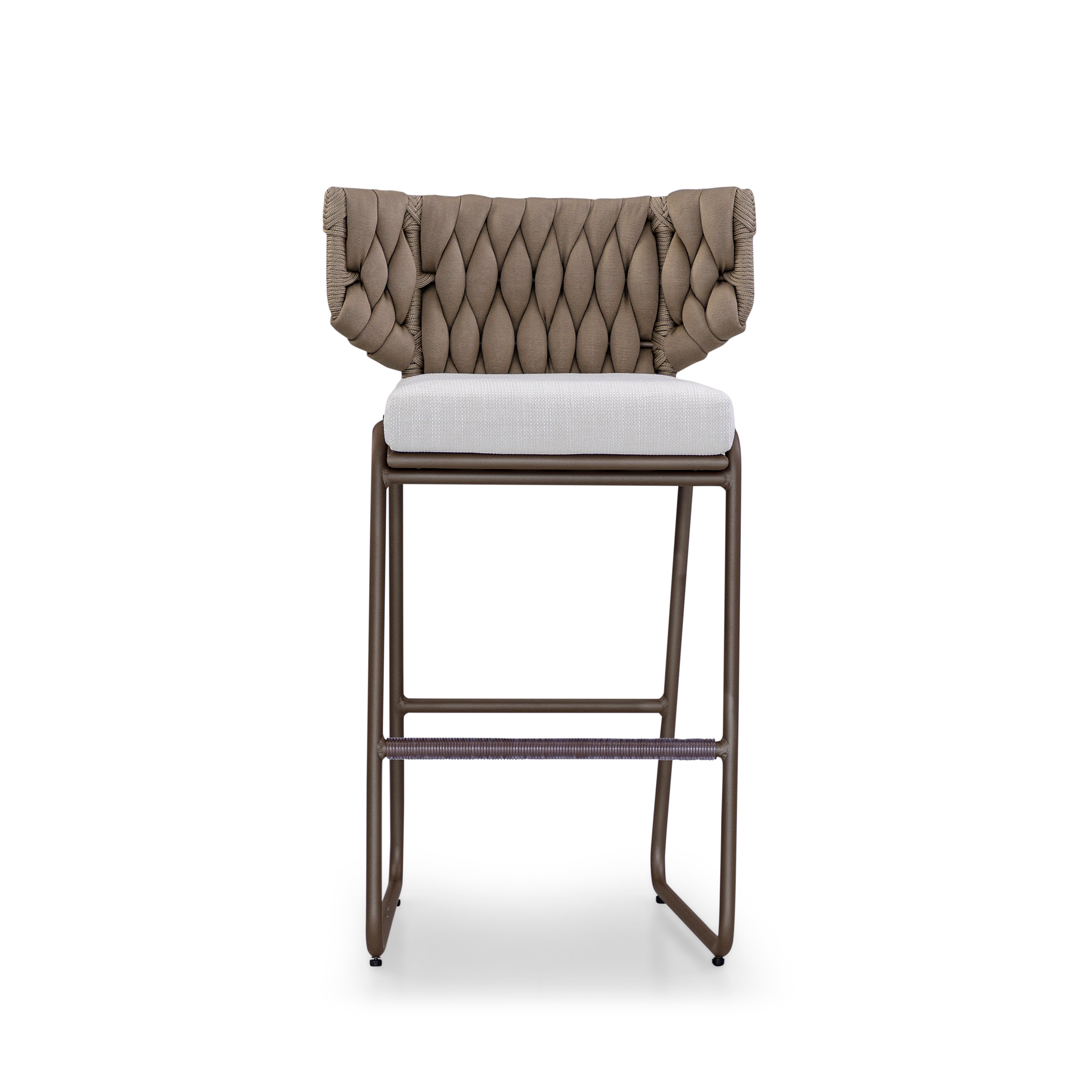 BELUGA Outdoor Bar Stool in Chocolate, S30-2674 and Taupe Rope