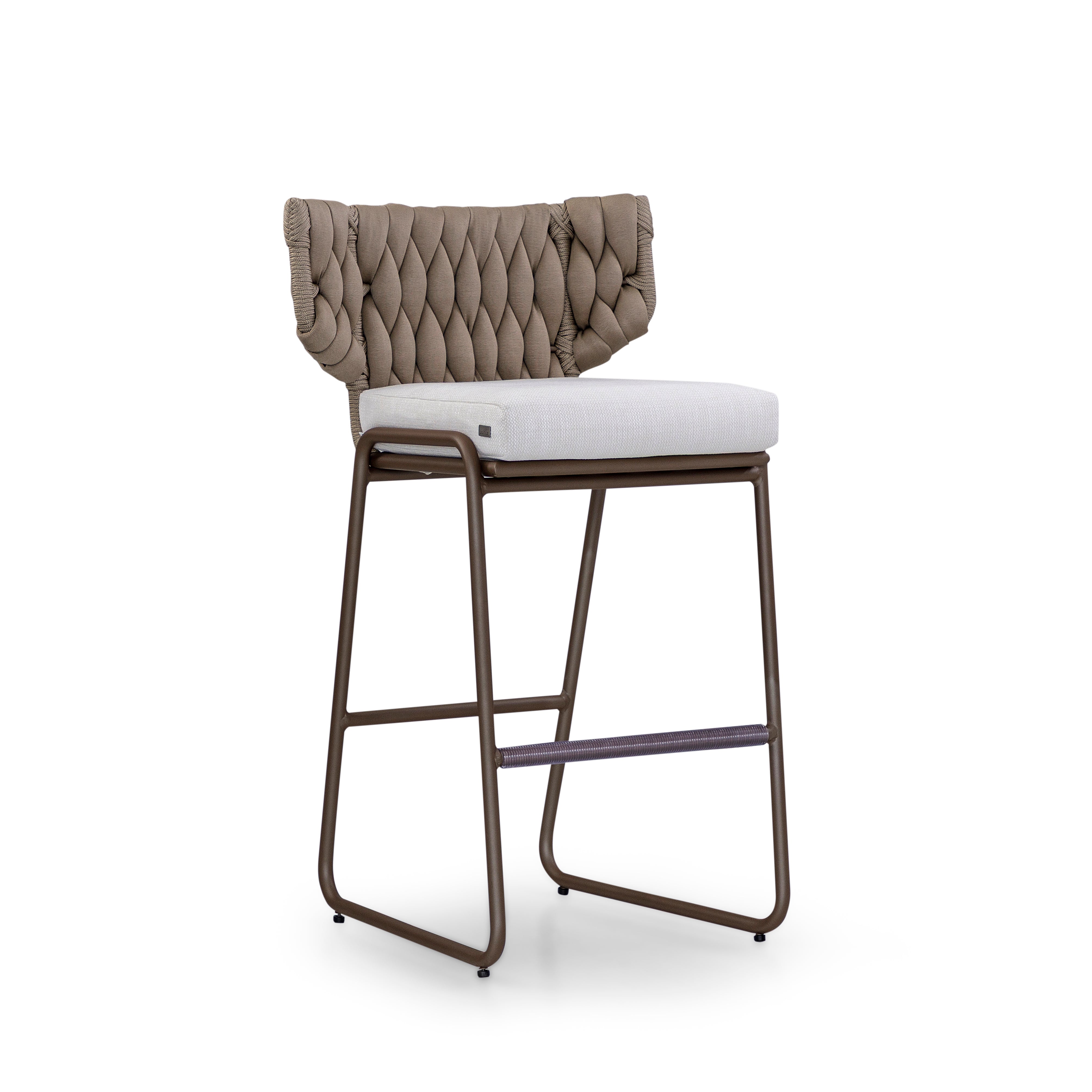 BELUGA Outdoor Bar Stool in Chocolate, S30-2674 and Taupe Rope