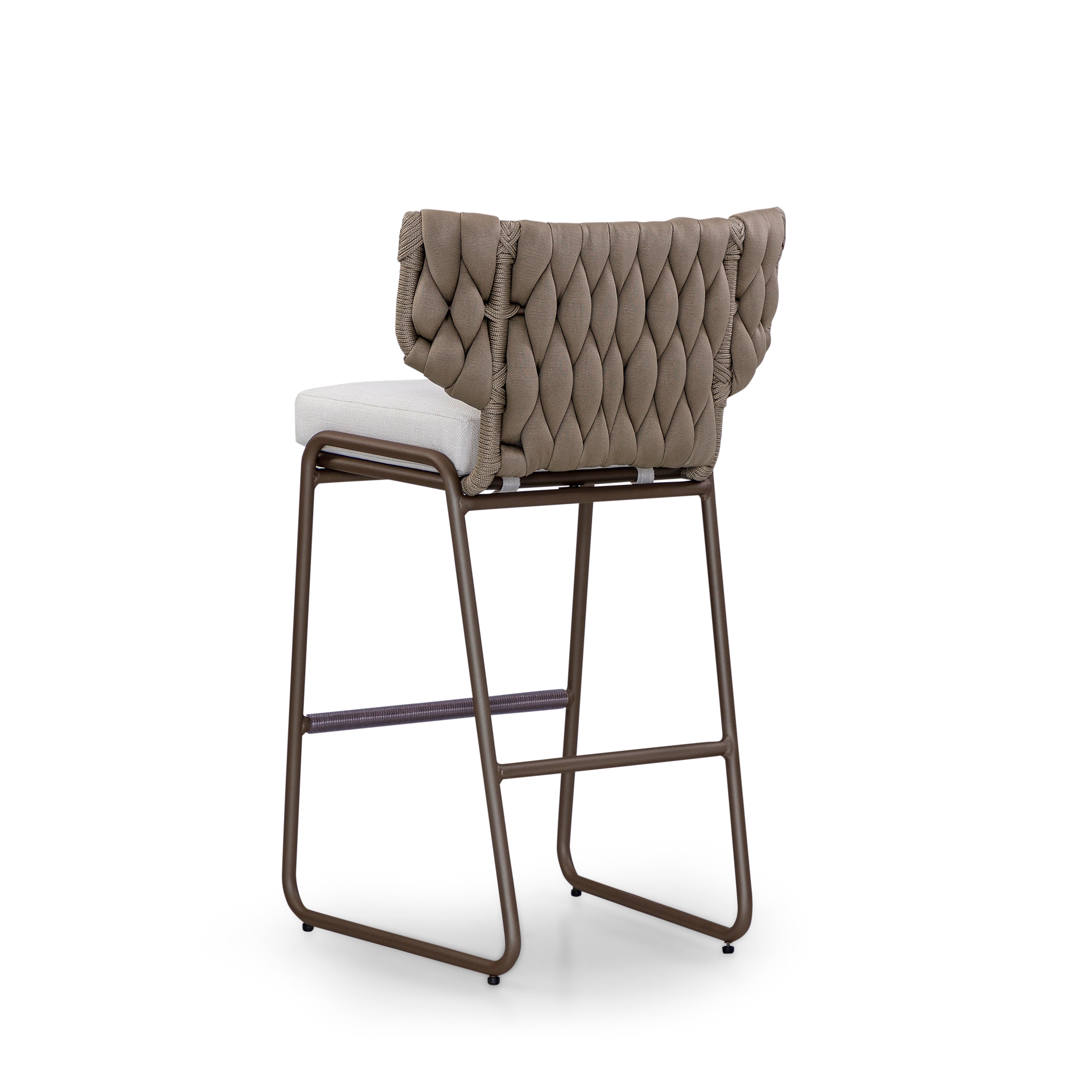 BELUGA Outdoor Bar Stool in Chocolate, S30-2674 and Taupe Rope