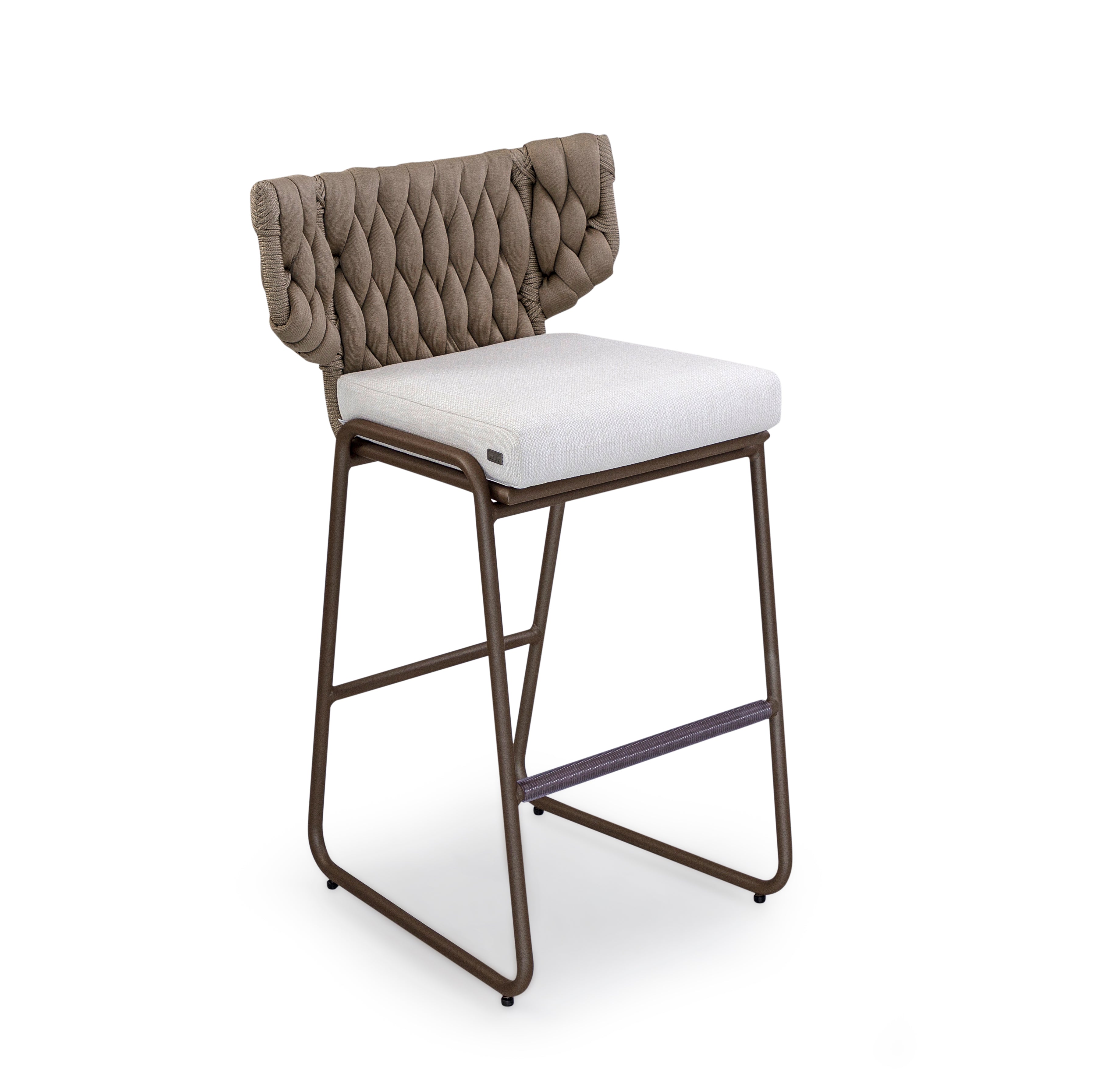 BELUGA Outdoor Bar Stool in Chocolate, S30-2674 and Taupe Rope
