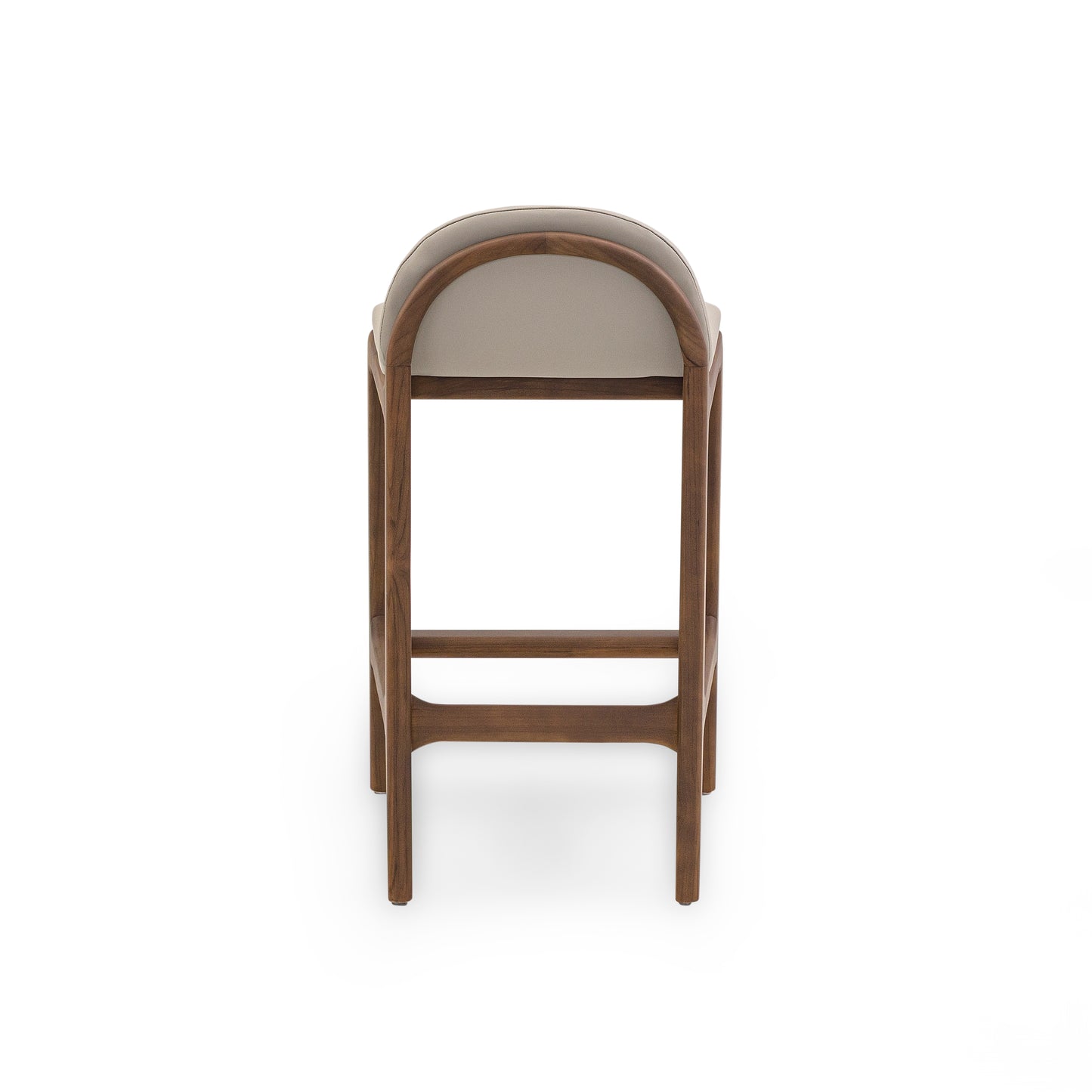 URA Counter Stool in Walnut Finish and Beige Leather
