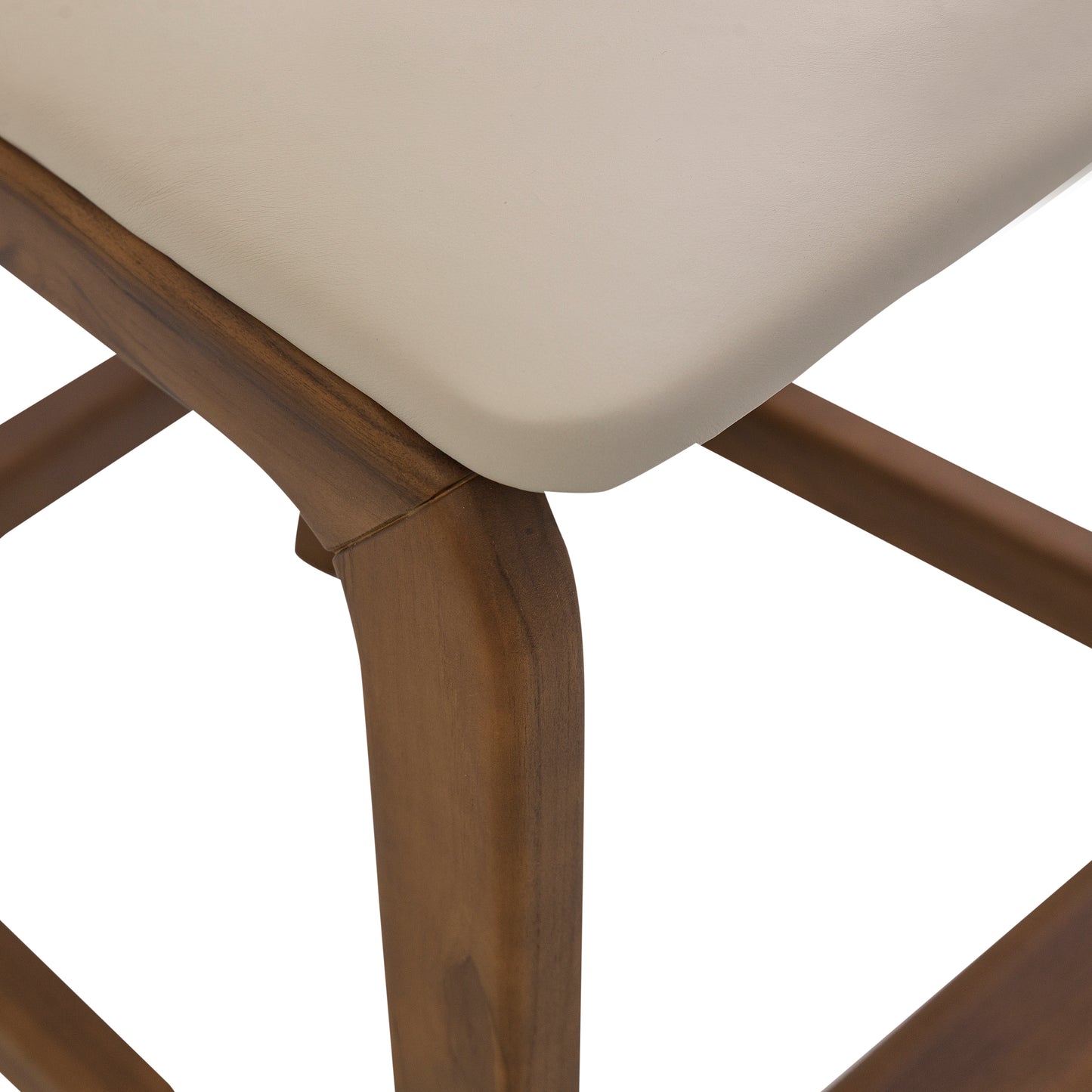 URA Counter Stool in Walnut Finish and Beige Leather