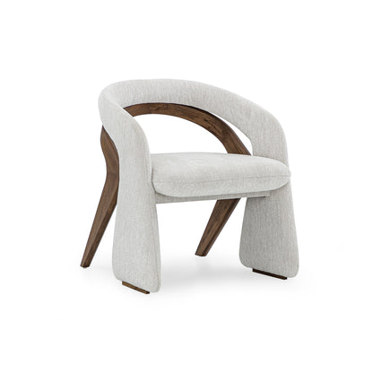 OLGA Dining Chair in Walnut and White Fabric