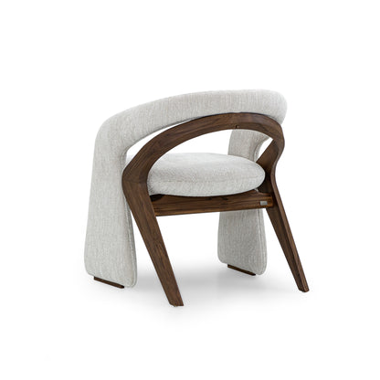 OLGA Dining Chair in Walnut and White Fabric