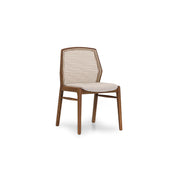 HEXA in Walnut, Mixed Light Cane and Beige Fabric
