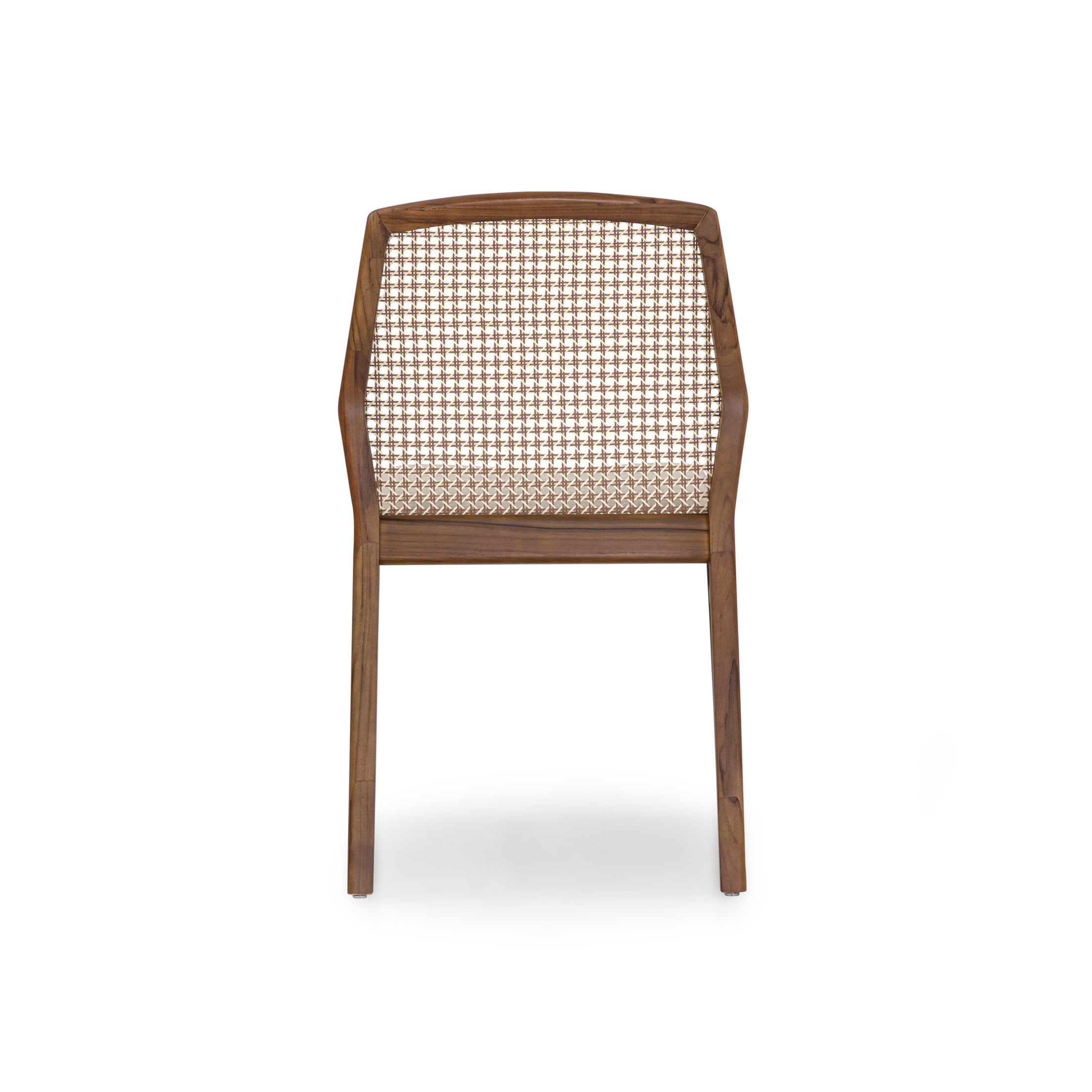 HEXA in Walnut, Mixed Light Cane and Beige Fabric