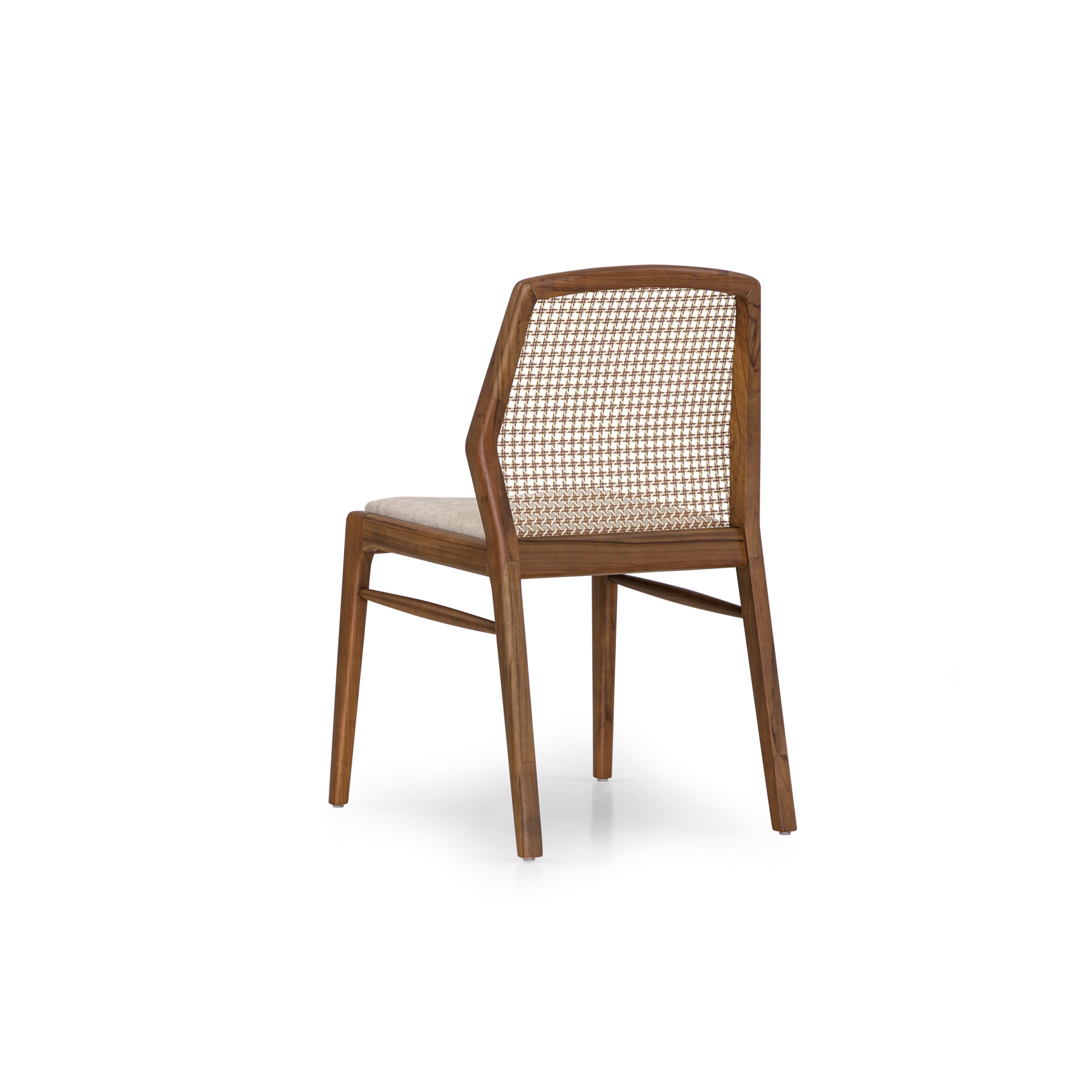 HEXA in Walnut, Mixed Light Cane and Beige Fabric