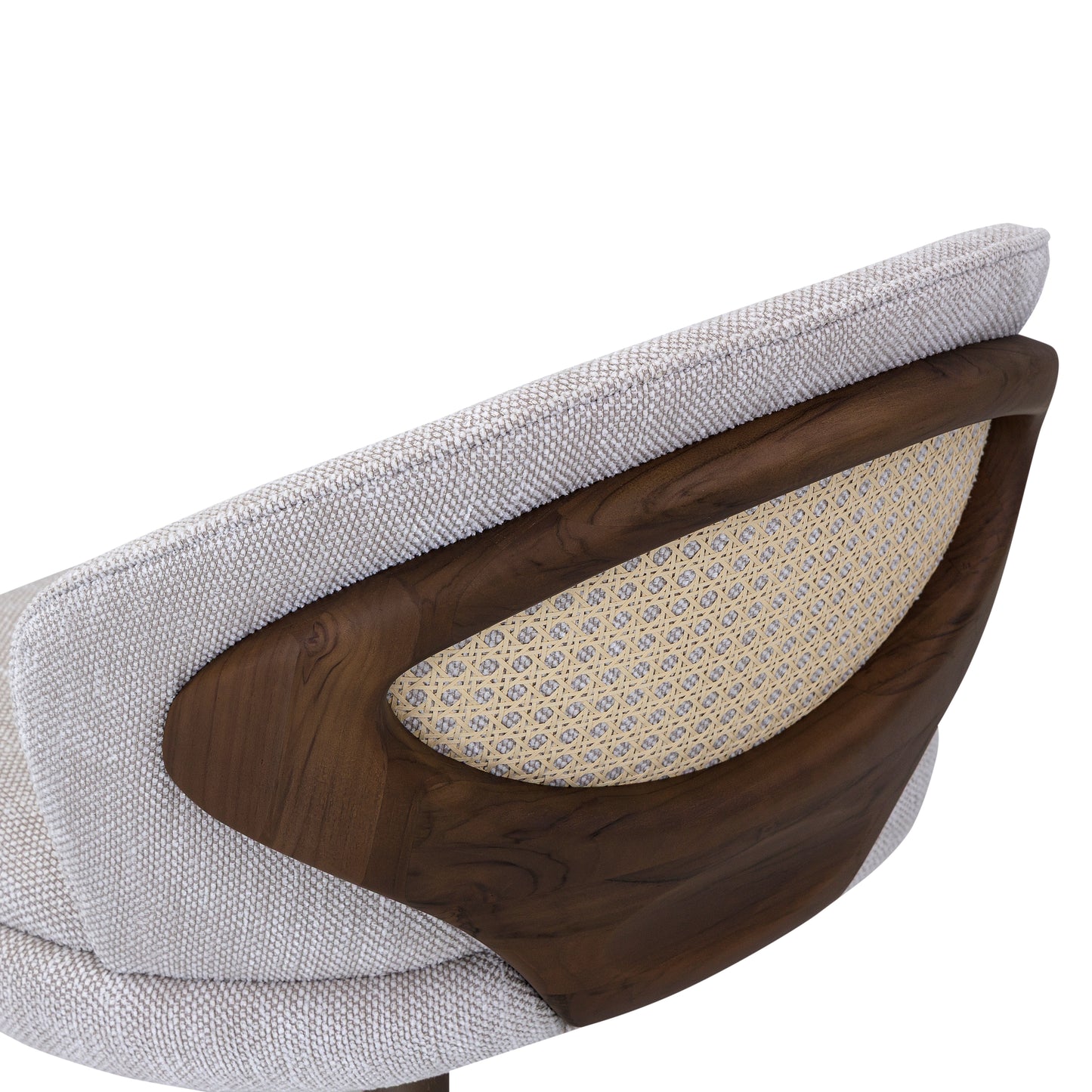 VICHI Dining Chair in Walnut and Chocolate with White Boucle and Natural cane