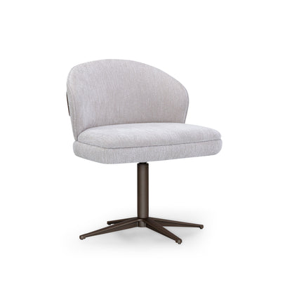 VICHI Dining Chair in Walnut and Chocolate with White Boucle and Natural cane