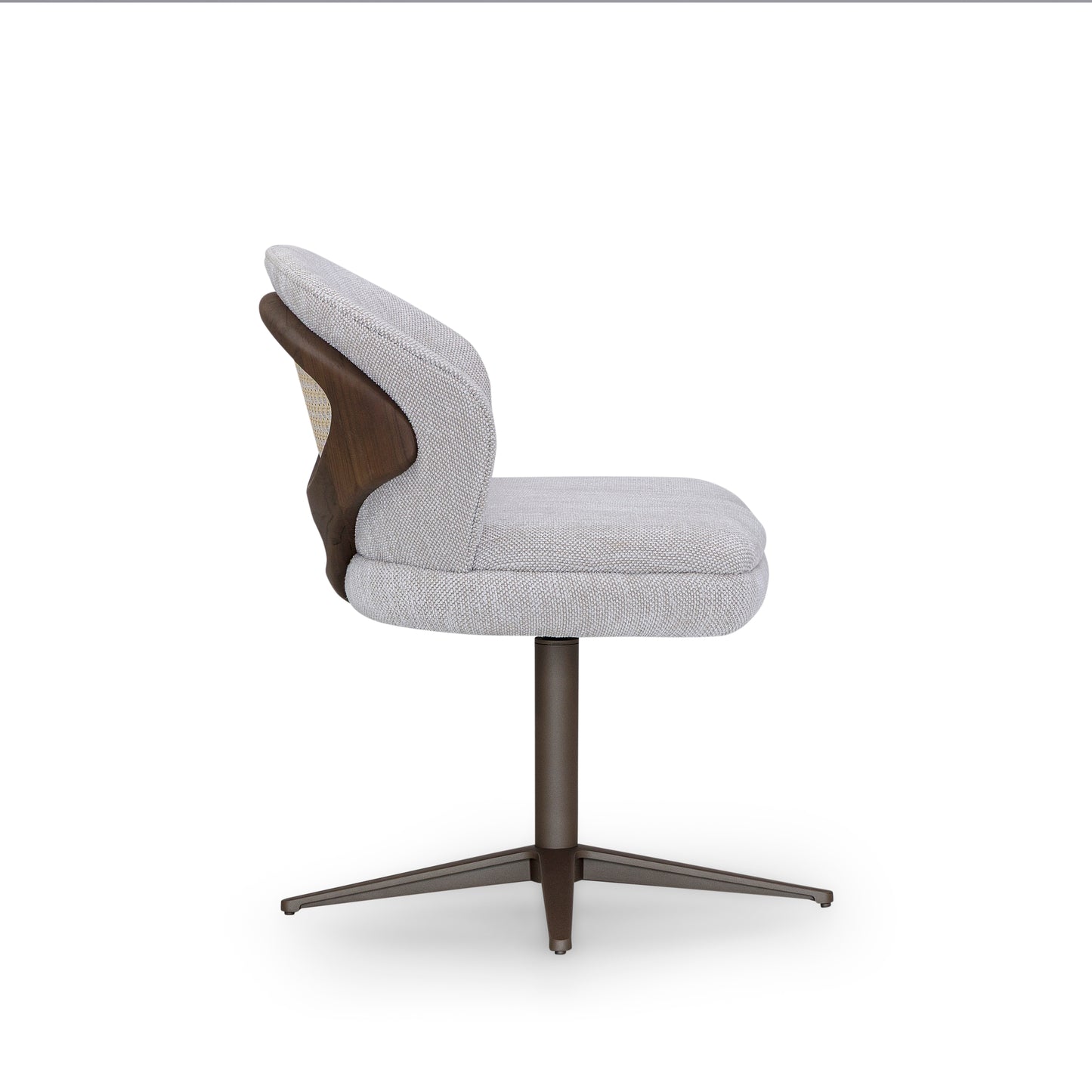 VICHI Dining Chair in Walnut and Chocolate with White Boucle and Natural cane