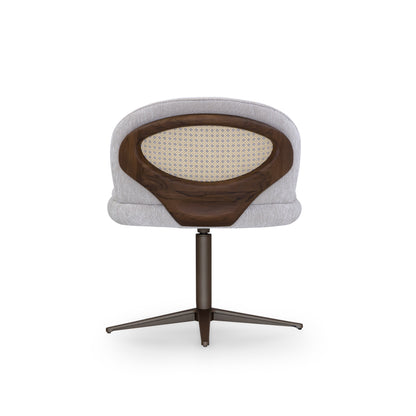 VICHI Dining Chair in Walnut and Chocolate with White Boucle and Natural cane