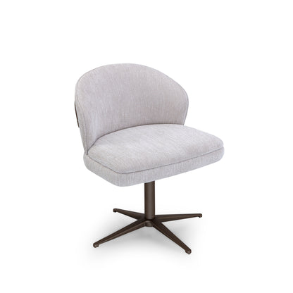 VICHI Dining Chair in Walnut and Chocolate with White Boucle and Natural cane