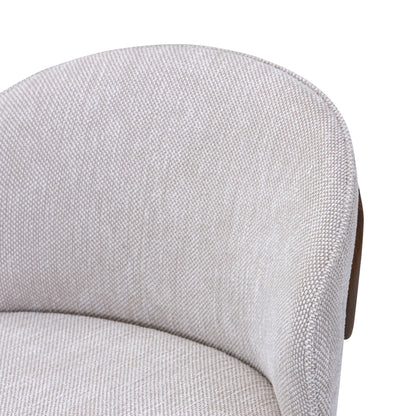 VICHI Dining Chair in Walnut and Chocolate with White Boucle and Natural cane