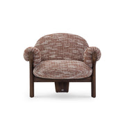 IGRIEGA Armchair in Walnut and Dark Red Fabric