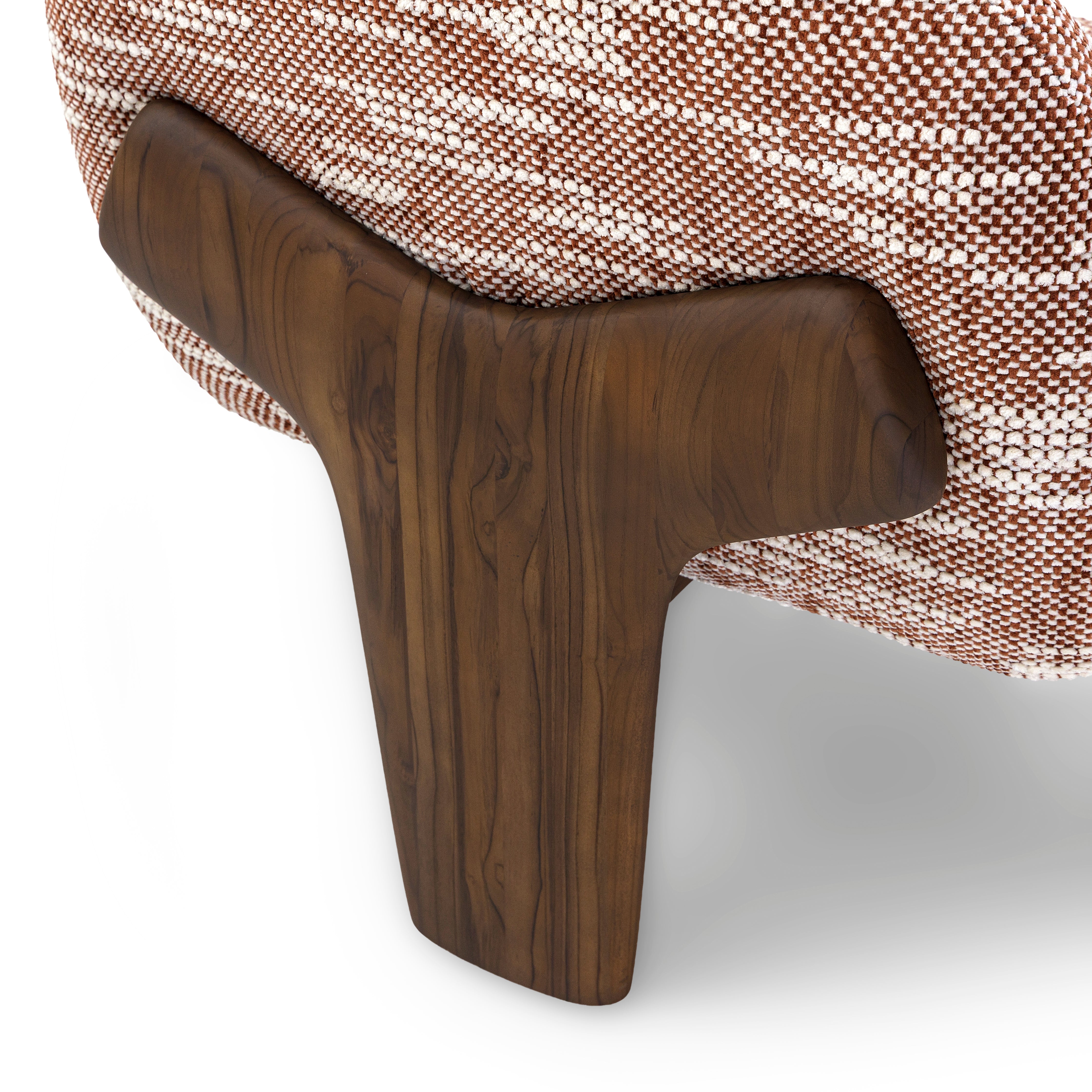 IGRIEGA Armchair in Walnut and Dark Red Fabric