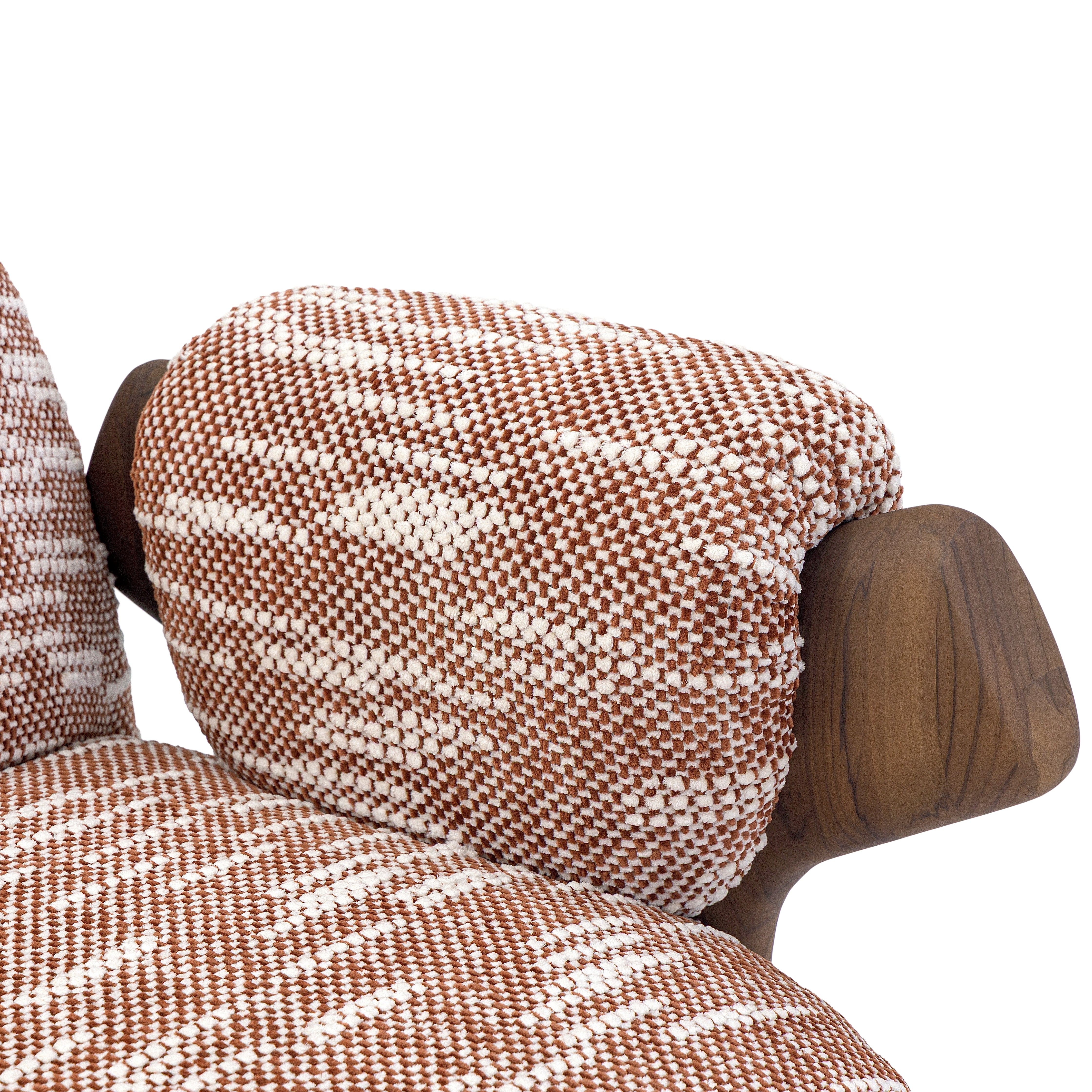 IGRIEGA Armchair in Walnut and Dark Red Fabric