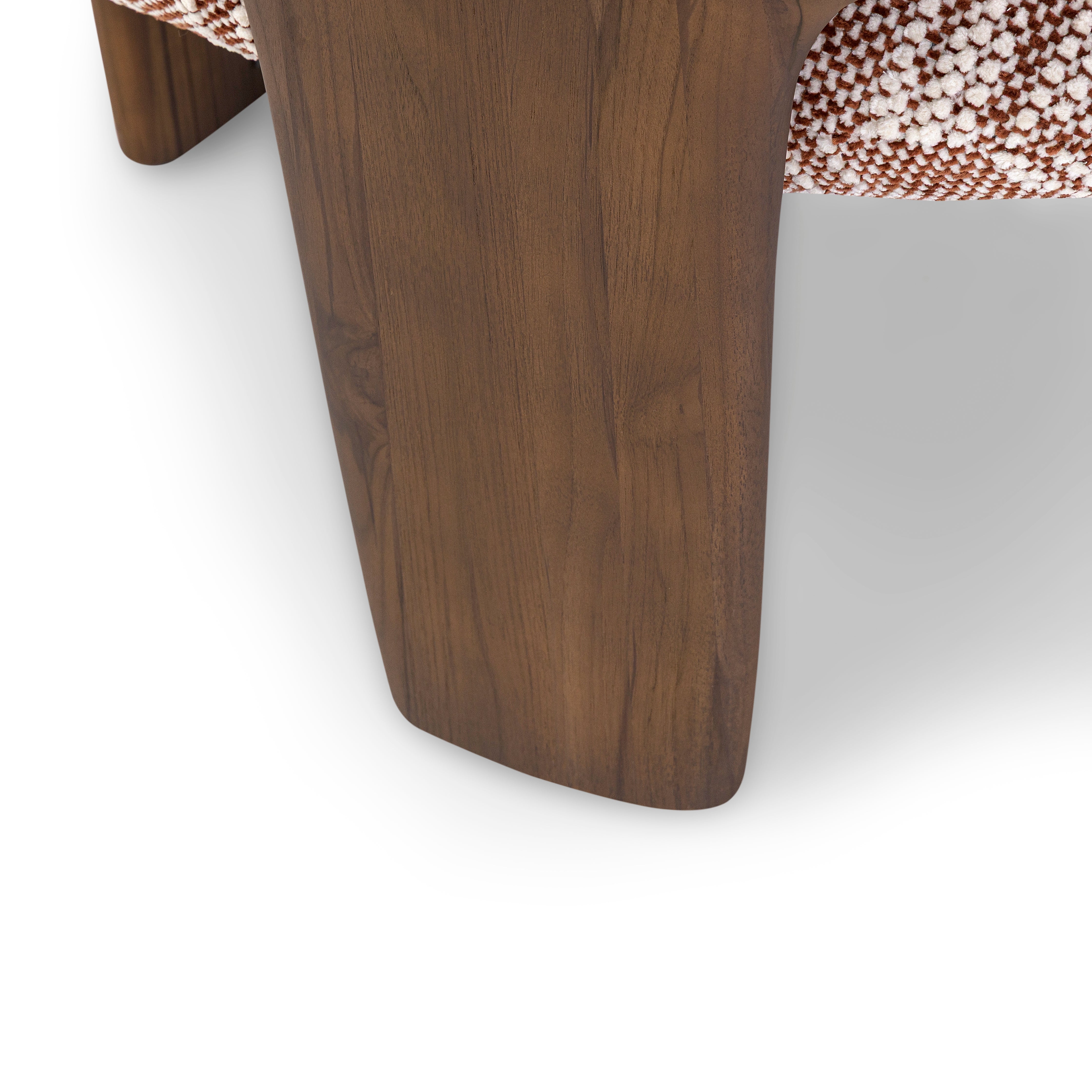 IGRIEGA Armchair in Walnut and Dark Red Fabric