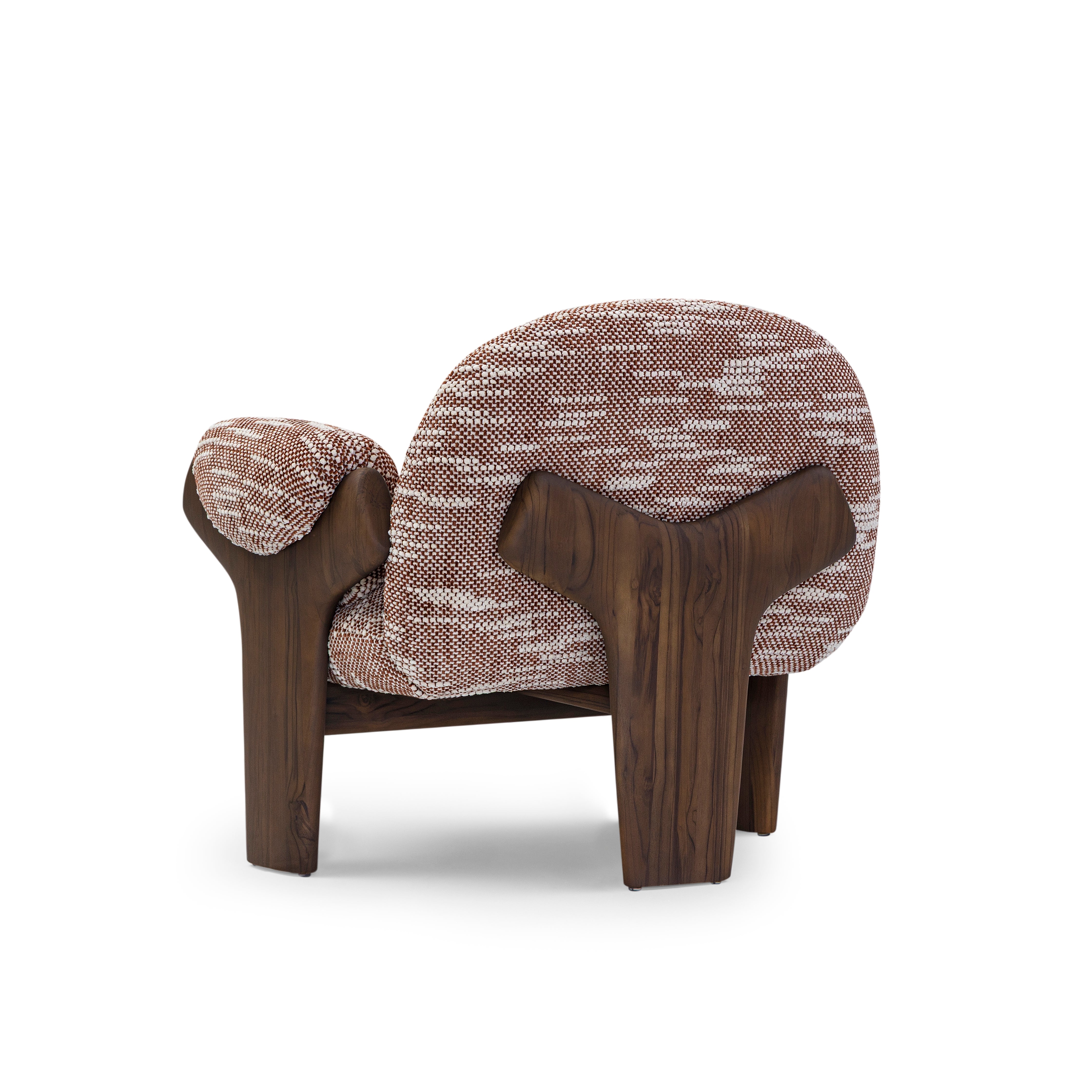 IGRIEGA Armchair in Walnut and Dark Red Fabric