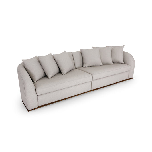 HORUS Sofa 120" in Beige Fabric and Walnut