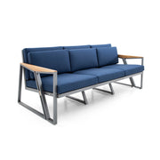 SCALENE Loveseat in Graphite and Teak with Dark Blue fabric